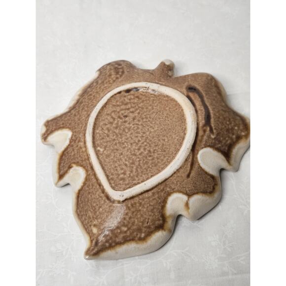 Handmade Ceramic Geode Pottery Trinket Dish Crackled Leaf 7" Dish - Picture 4 of 8